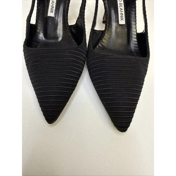 Manolo Blahnik Bretto Satin Slingback Pointy Toe Pumps EU 35.5 - Picture 5 of 16